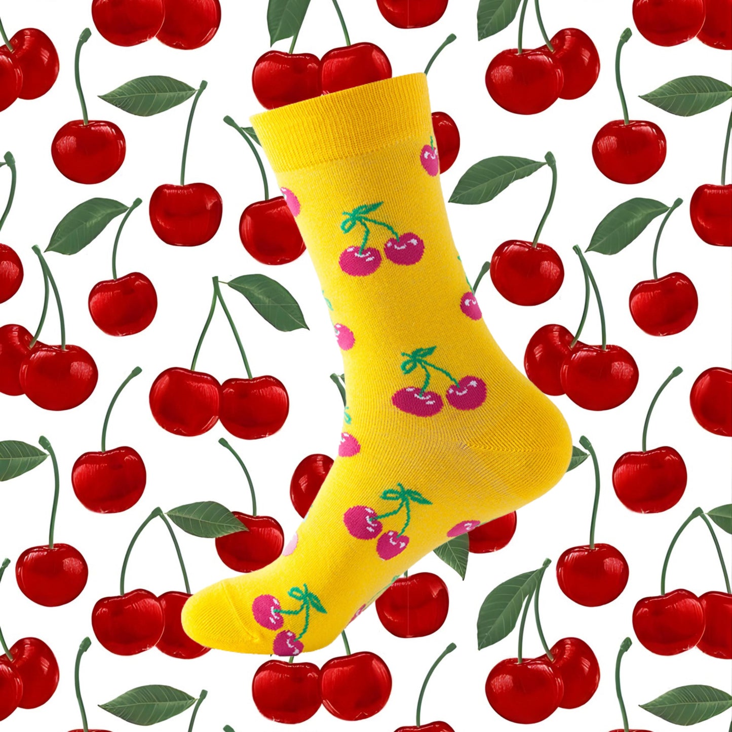 Sweet Cherry Yellow Socks