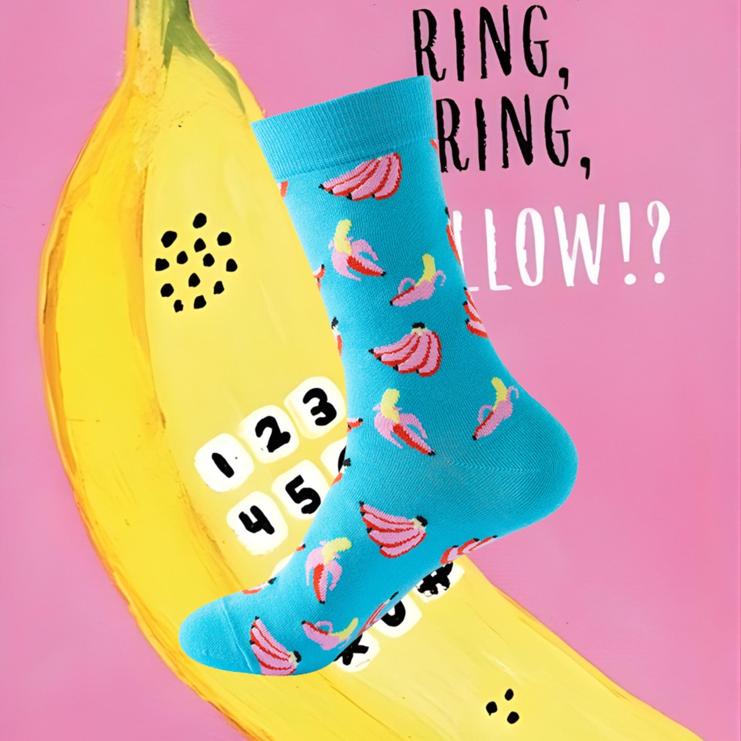 Pink Banana Phone Socks
