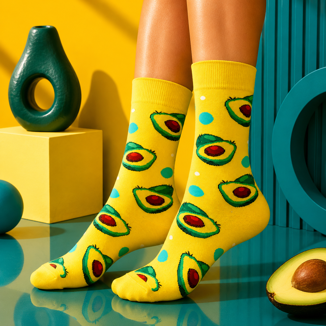 Bright Avocado Crew Socks