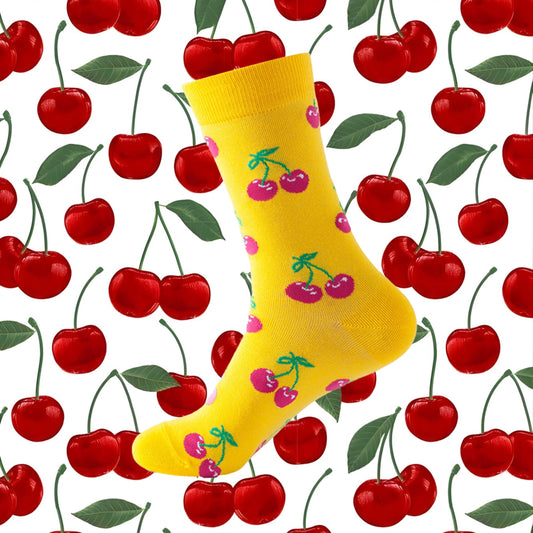 Sweet Cherry Yellow Socks