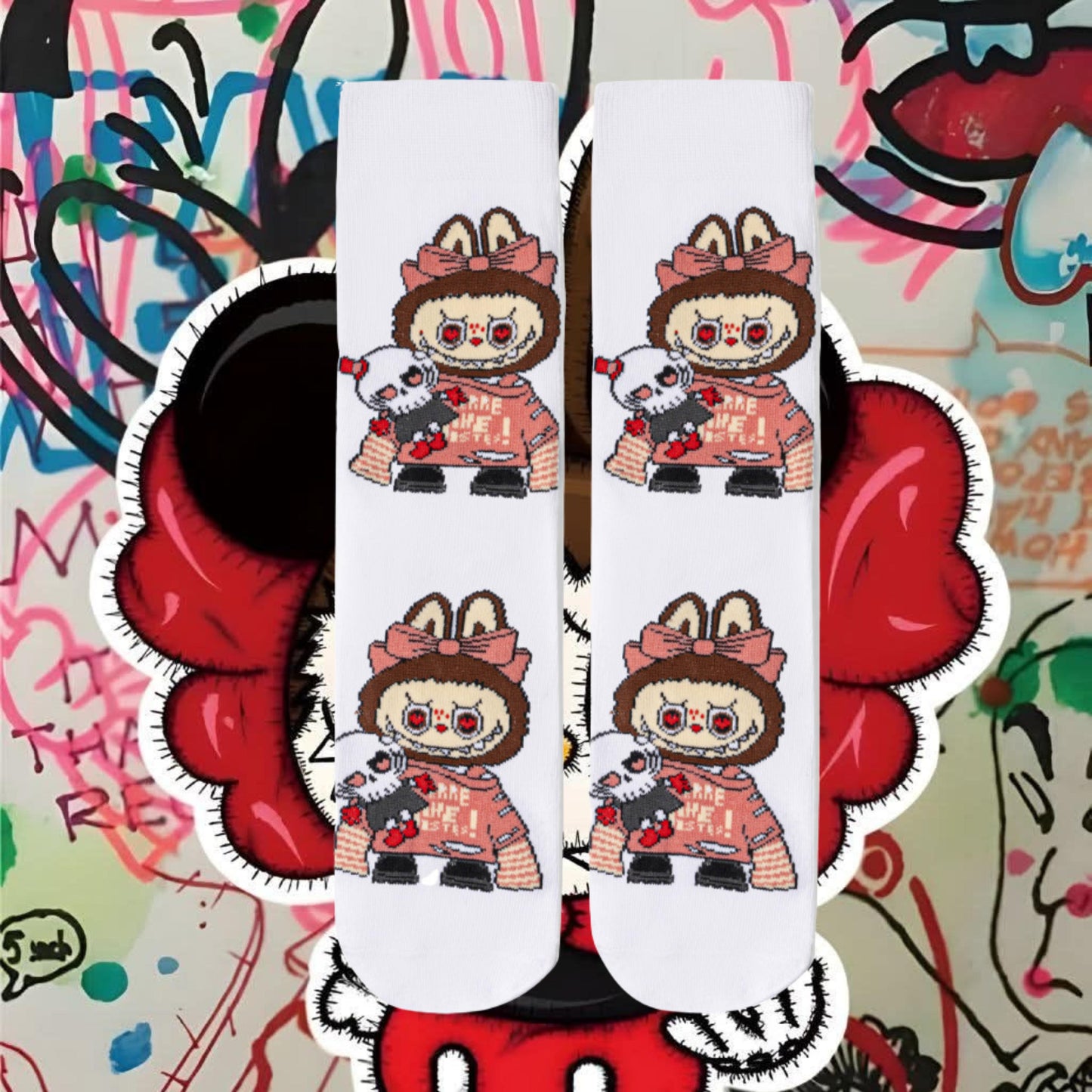 Labubu "The Monster Archive" Crimson Stripe Crew